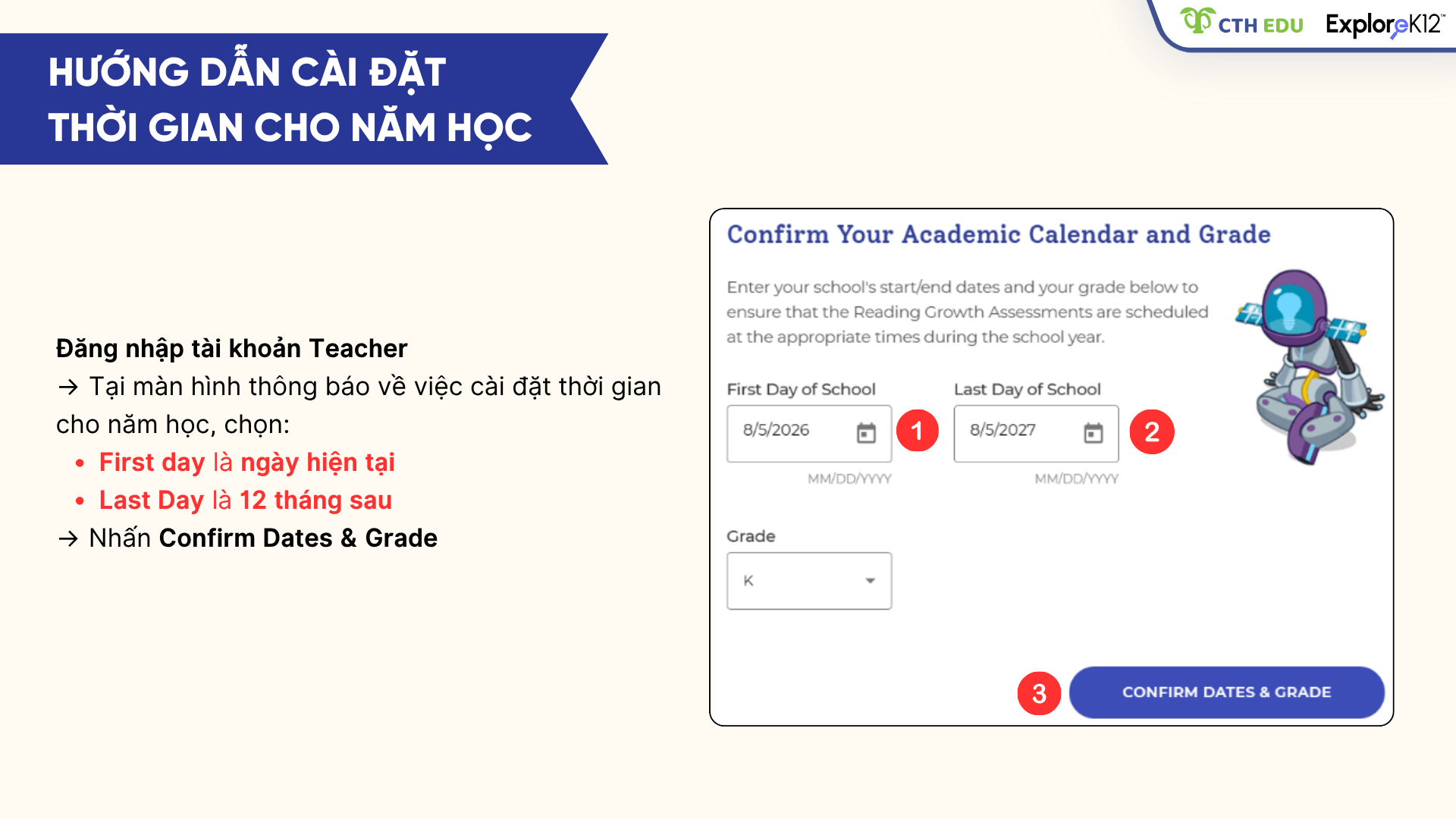 Hướng dẫn cài đặt thời gian cho năm học
